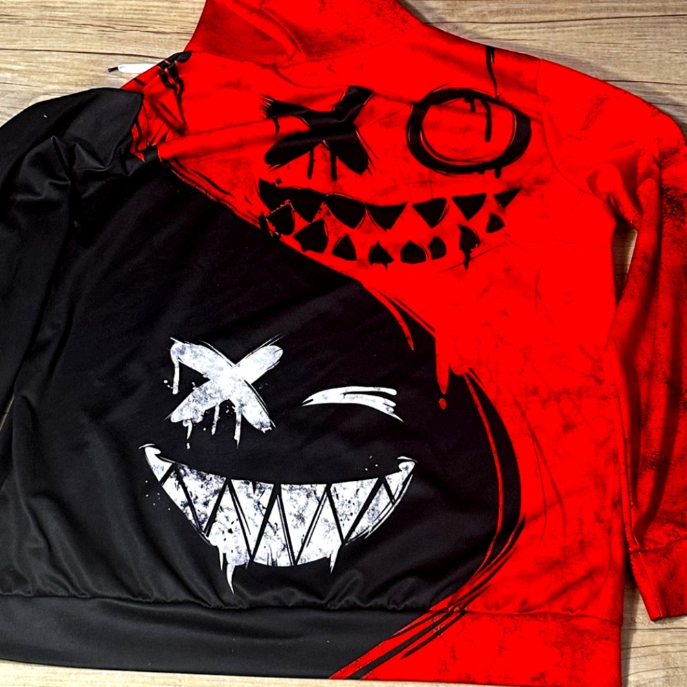 The"HI-HellO" Hoodie in 3D Bred Graphic Bold Print Natural Born Hustlers RARE
